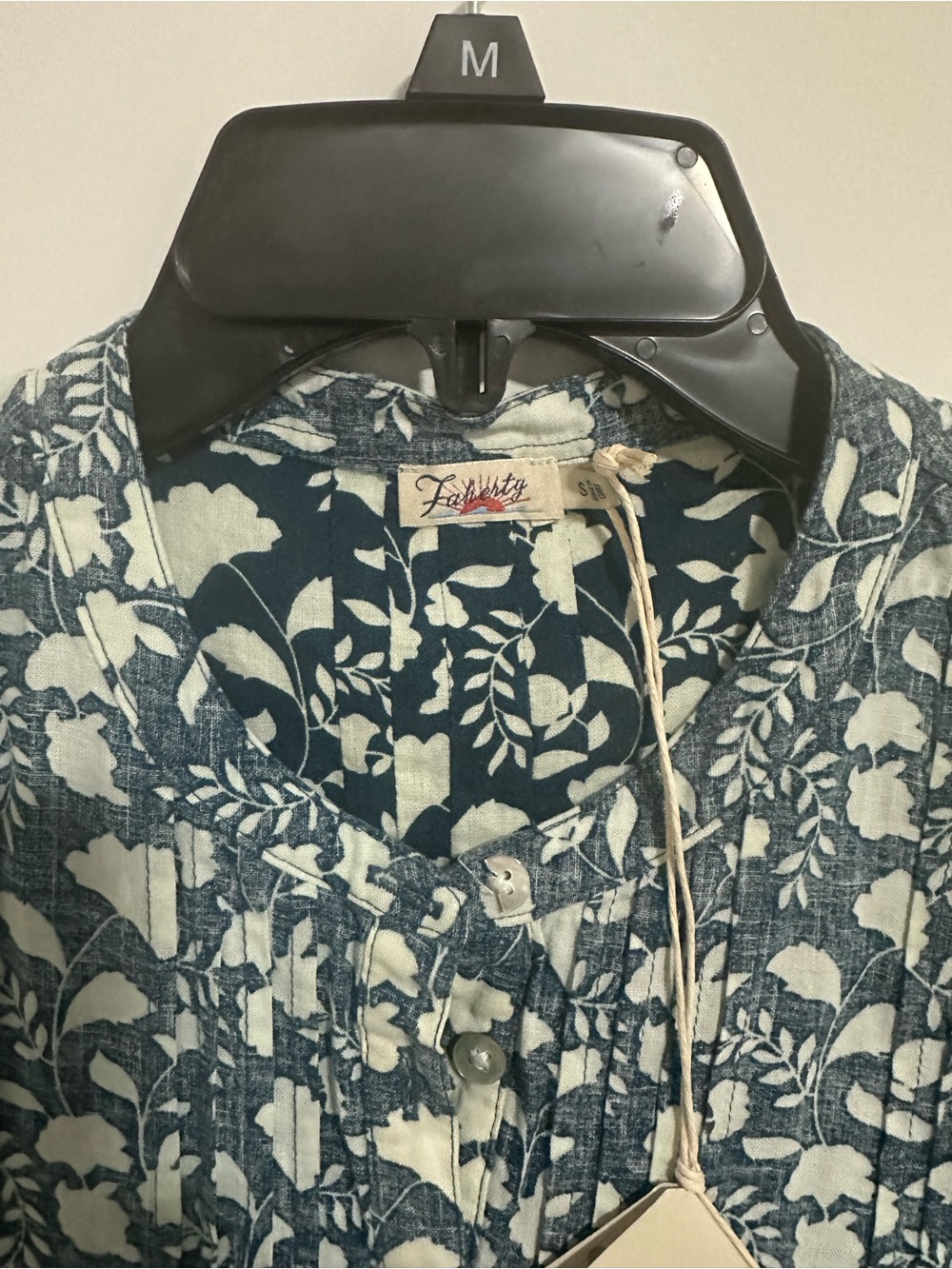 Faherty Navy and White Floral Pintuck Mini Dress - Picture 2 of 6